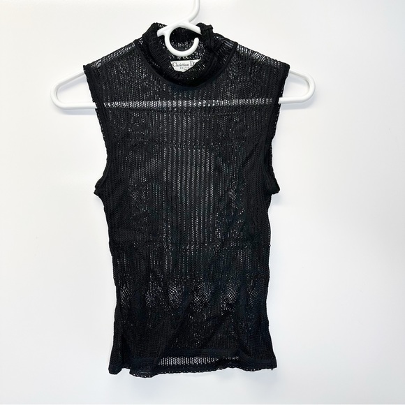 Christian Dior Boutique Set Black Cardigan Sleeveless Turtleneck cowl top Size 8 - Picture 8 of 16